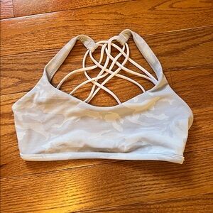 Lululemon White Camo Print Sports Bra Size 8